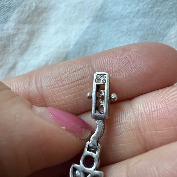Vintage Sterling Silver, Marcasite and Amethyst Signed Bridgerton Bracelet